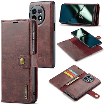 Burgundy detachable magnetic leather phone case with card slots and folio cover