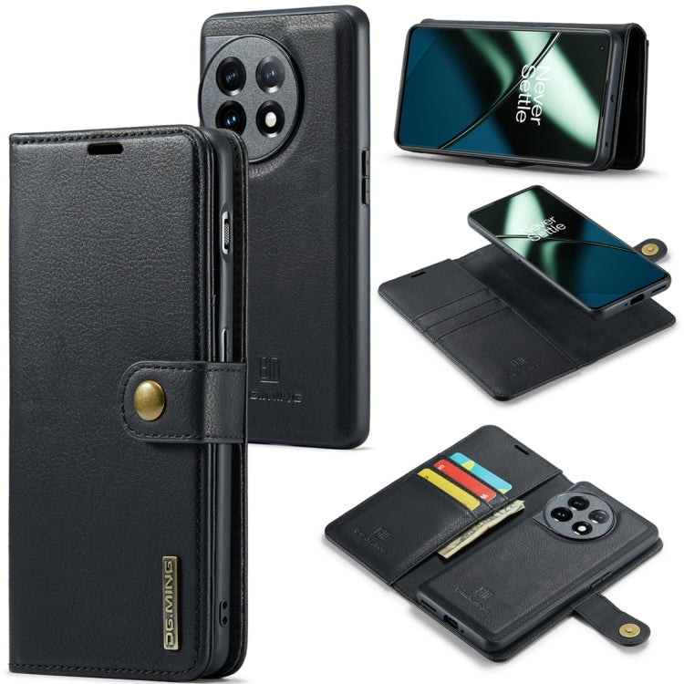 Black detachable magnetic leather phone case with card slots and folio cover