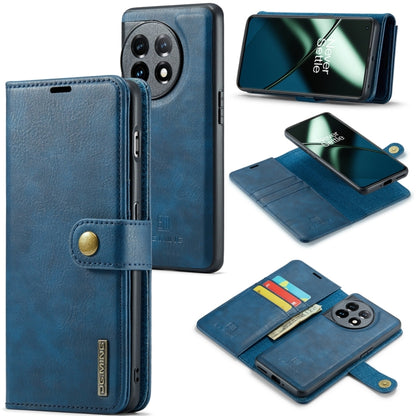 Blue crazy horse texture detachable magnetic leather phone case with card slots