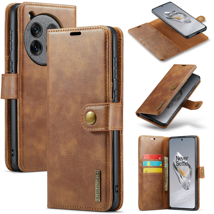 Tan detachable magnetic leather phone case with card slots and folio cover
