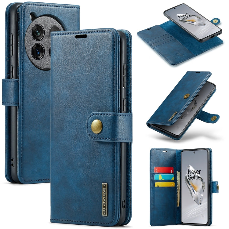 Blue detachable magnetic leather phone case with card slots and folio cover
