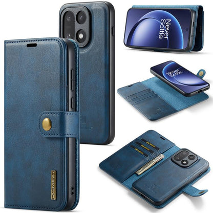 Blue detachable magnetic leather phone case with card slots and folio cover