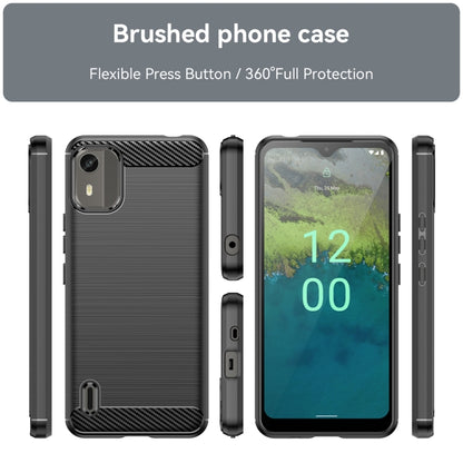 Brushed carbon fiber TPU phone case, black, shows back, front, and side cutouts