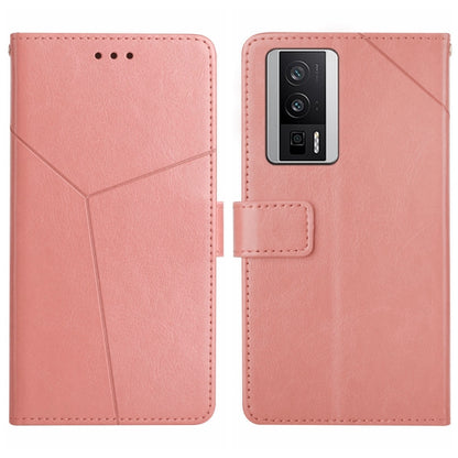 Pink Y-pattern flip leather phone case, card slot and camera cutout on back