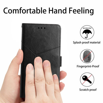 Black flip phone case in hand with soft-touch grip and protective surface.