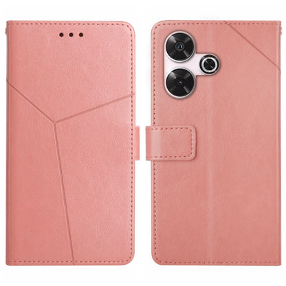 Pink Y-pattern flip leather phone case with side camera cutout and card holder