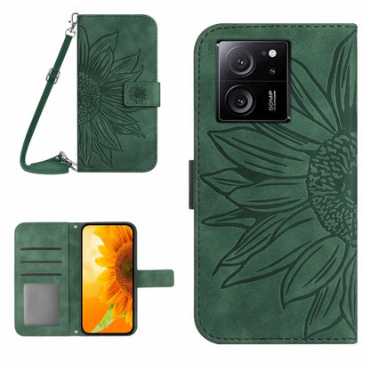 Green embossed flower folio phone case with lanyard strap and front clasp