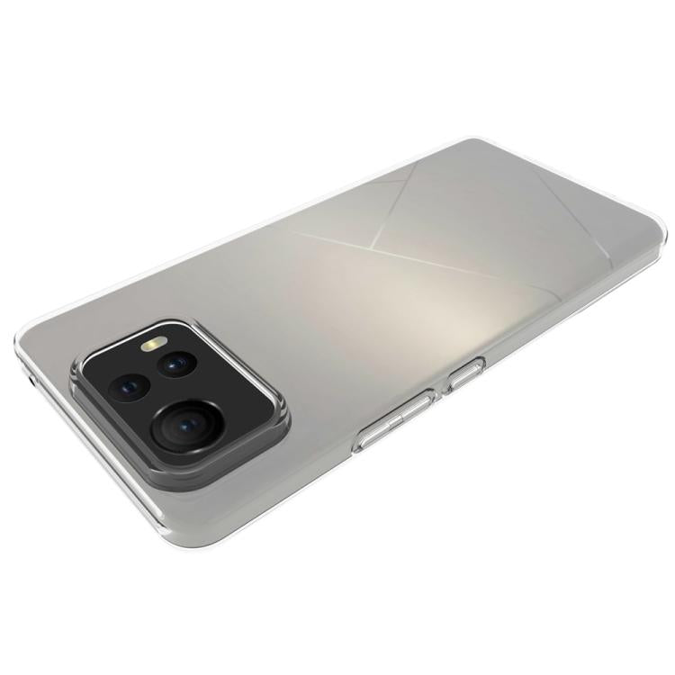 Waterproof TPU phone case, clear slim cover on light gray phone with camera cutout