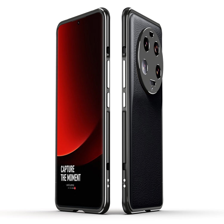 Phone case with metal frame and lens cover, black with red-accent camera cover