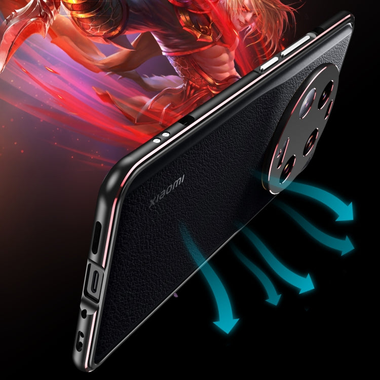 Black metal phone frame case with lens cover and camera cutouts for Xiaomi 13 Ultra