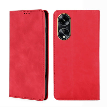 Red magnetic leather phone case with flip cover and dual camera cutout