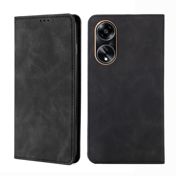 Dark magnetic leather phone case with flip cover and dual camera cutout