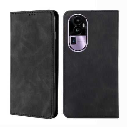 Black magnetic leather phone case with flip cover and dual camera cutout