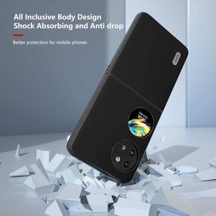 Black leather folding phone case with corner protection and camera opening.