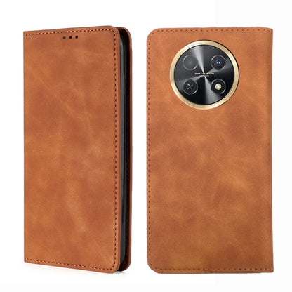 Magnetic leather phone case, light brown folio with gold-ring camera cutout