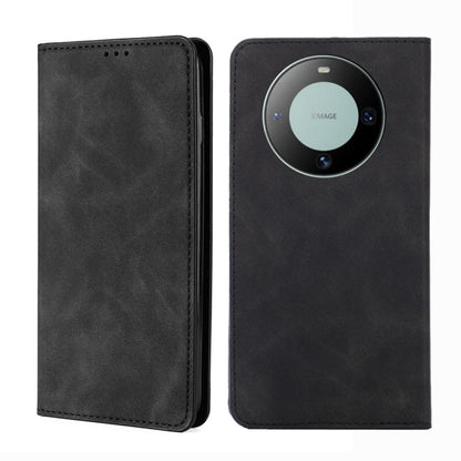 Black magnetic leather phone case with camera cutout and card slot