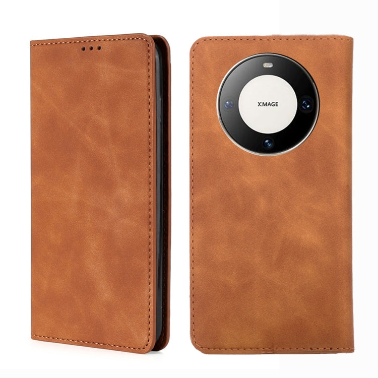 Light brown magnetic leather phone case with card slot and camera cutout