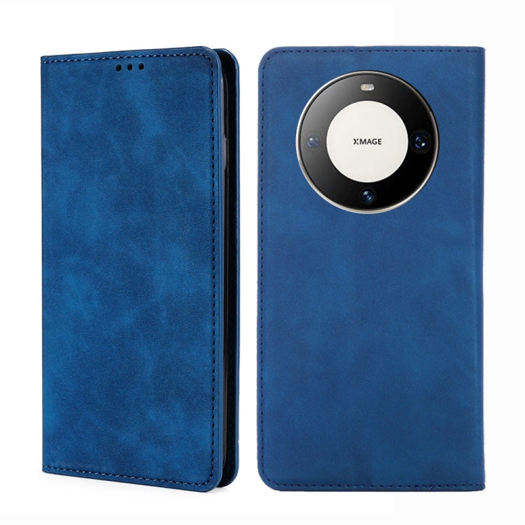 Blue magnetic leather phone case with card slot and camera cutout