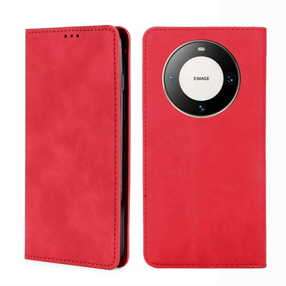 Red magnetic leather phone case with card slot and camera cutout