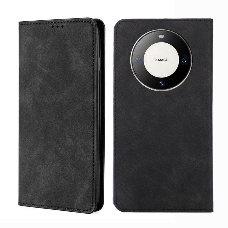 Black magnetic leather phone case with card slot and camera cutout