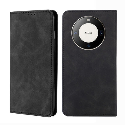 Black magnetic leather phone case with card slot and camera cutout