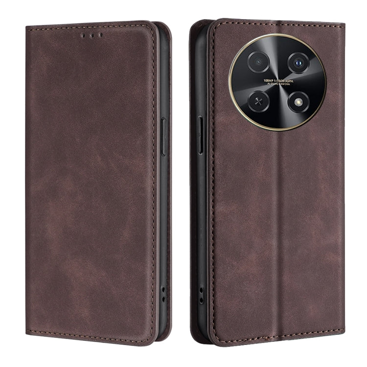 Dark brown leather magnetic phone case, camera and button openings