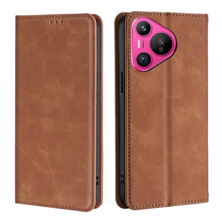 Light brown leather magnetic phone case with front and back; camera cutout