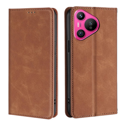 Light brown leather magnetic phone case with front and back; camera cutout