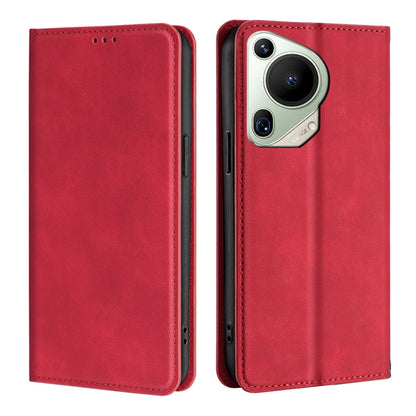 Red leather magnetic phone case, cutouts for camera and side buttons