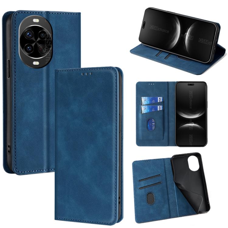 Magnetic leather folio phone case, blue, camera cutout with card holder.
