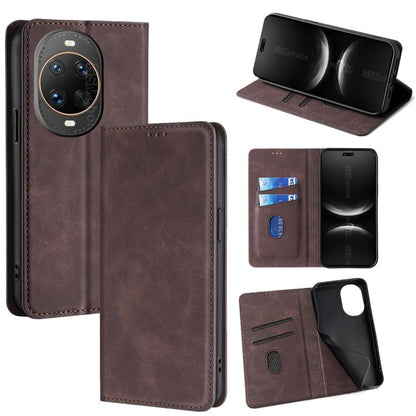 Magnetic leather phone case folio wallet, dark brown, card slots and kickstand.