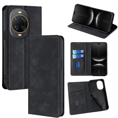 Magnetic leather phone case folio wallet, black, card slots and kickstand.