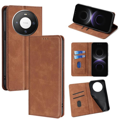 Light brown wallet-style magnetic leather phone case with card slots