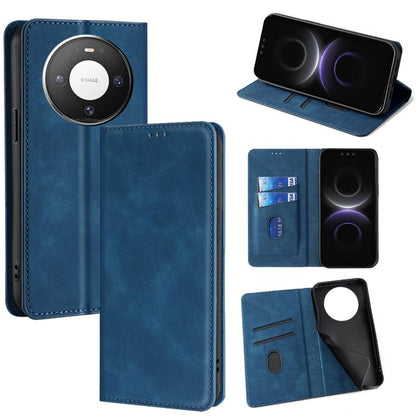 Blue wallet-style magnetic leather phone case with card slots