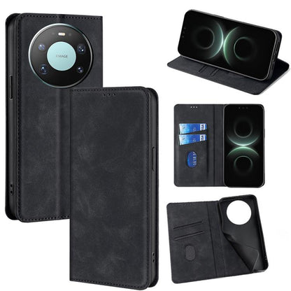 Black magnetic leather phone folio case with card slots and kickstand