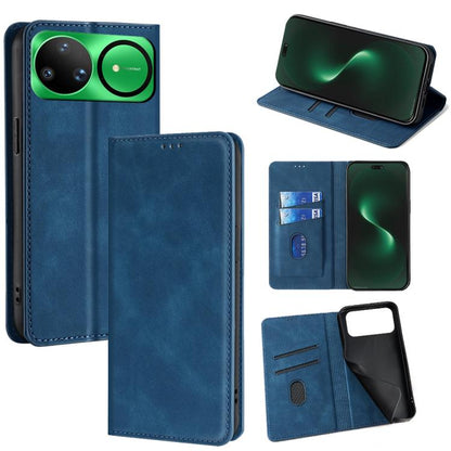 Blue leather magnetic folio phone case with card slots and stand