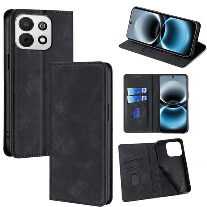 Black leather magnetic folio phone case with card slots and stand