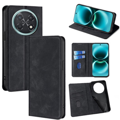 Black leather magnetic wallet phone case with circular camera cutout and card slots