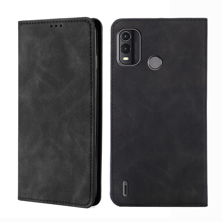 Black magnetic leather wallet phone case with camera cutout and side openings