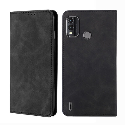 Black magnetic leather wallet phone case with camera cutout and side openings