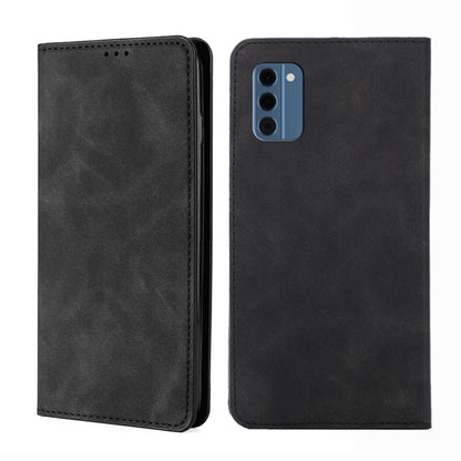 Black magnetic leather phone case with flip cover and camera cutout