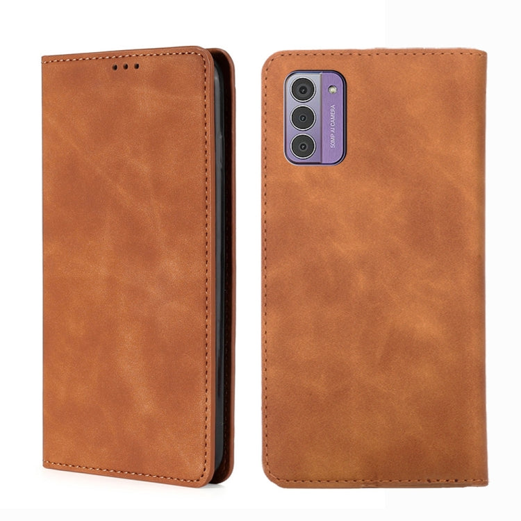Magnetic leather phone wallet case, light brown, two-piece view with camera cutout.