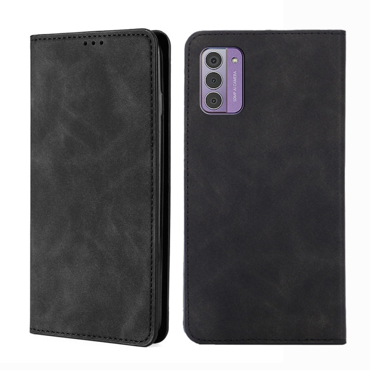Black leather phone case with front speaker cutout and rear camera opening