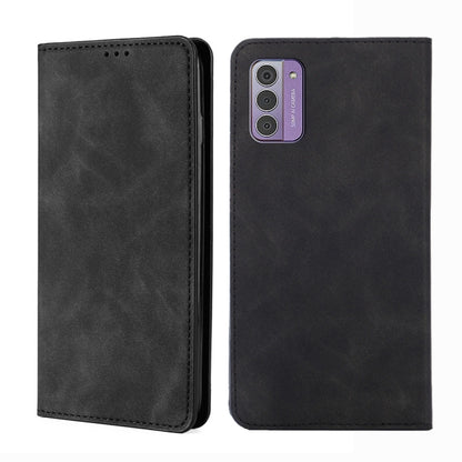 Black leather phone case with front speaker cutout and rear camera opening