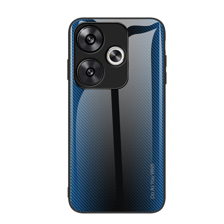 Blue gradient TPU phone case with textured carbon fiber look and camera cutouts