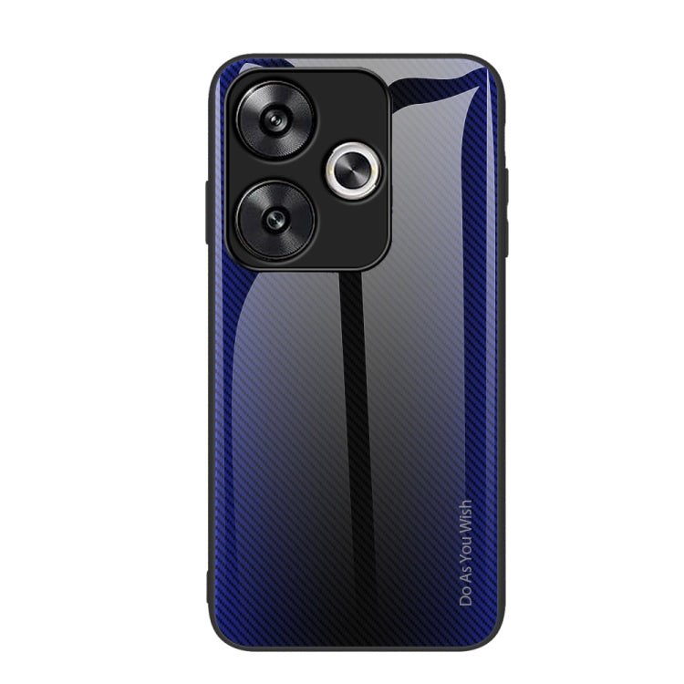 Dark blue gradient TPU phone case with textured carbon fiber look and camera cutouts