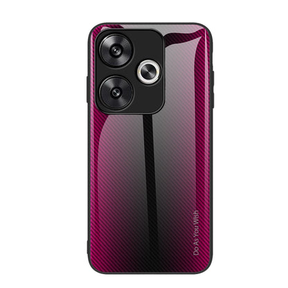 Rose red gradient TPU phone case with textured carbon fiber look and camera cutouts