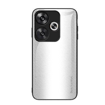 White gradient TPU phone case with textured carbon fiber look and camera cutouts