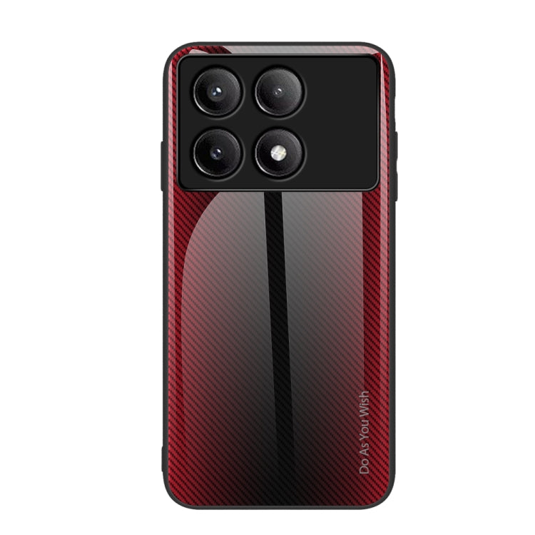 Red gradient TPU phone case with textured carbon fiber look and four-camera cutout