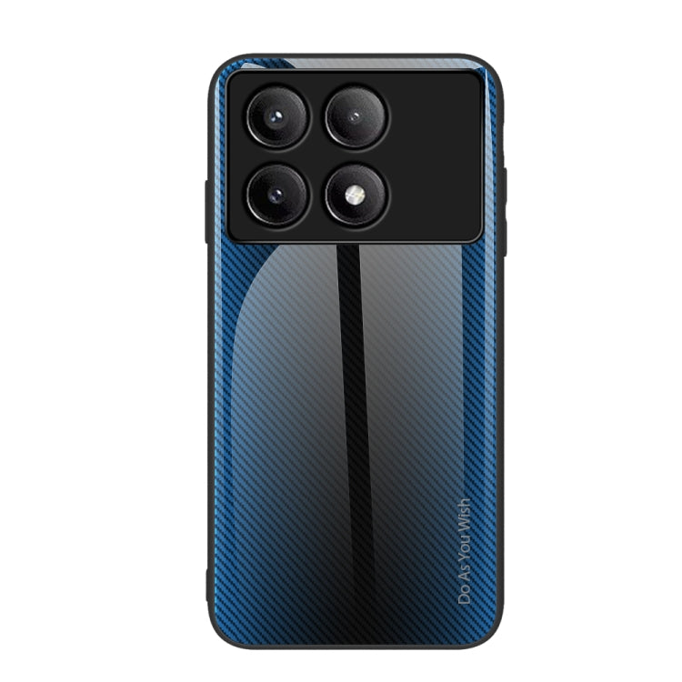 Blue gradient TPU phone case with textured carbon fiber look and four-camera cutout
